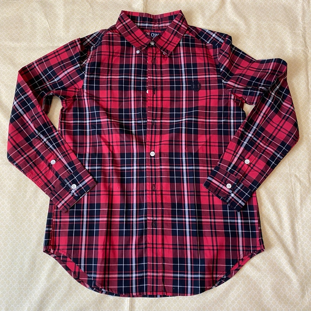 Chaps Boy’s Red Plaid Button Down Shirt